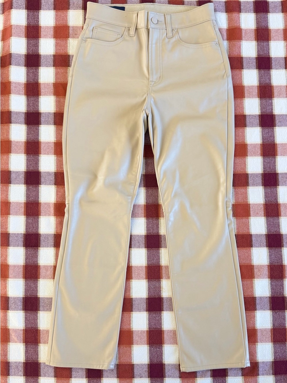 GAP Beige Faux-Leather Straight-Leg Trousers
